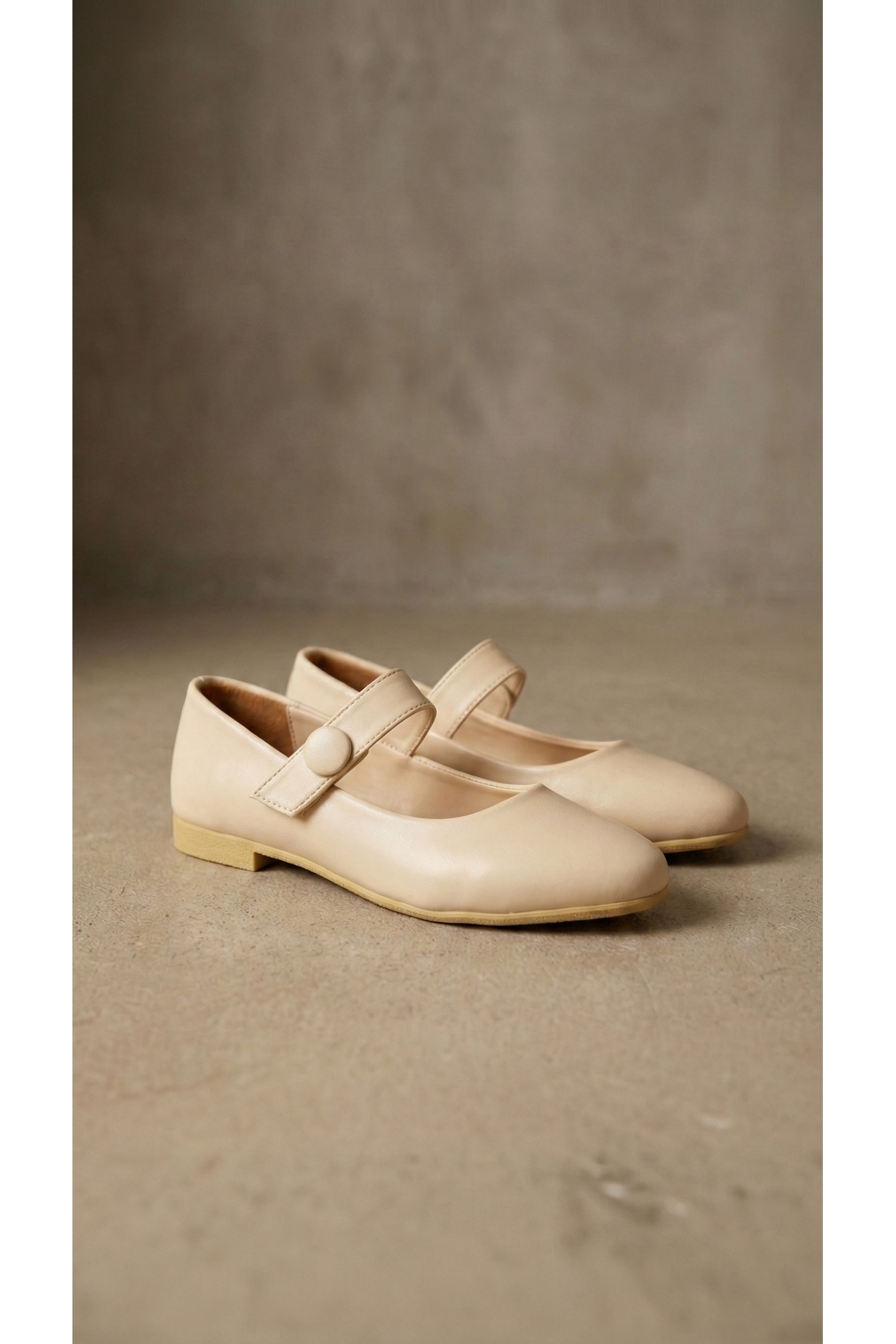 Beyond   Kadın Krem Deri Lastik Tokalı Babet 1.5cm BYNDİMJ03 - Görsel 6