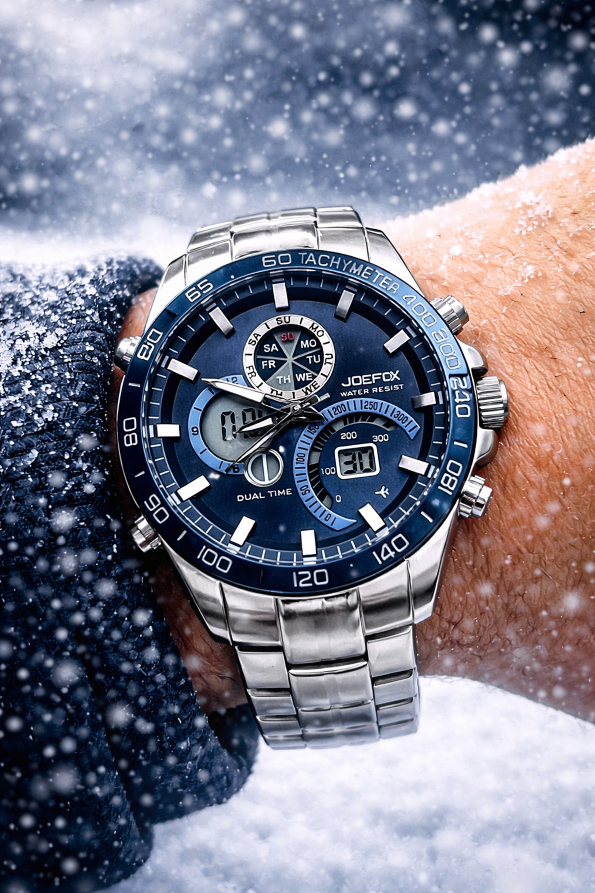 Joefox Yeni Sezon Erkek Çelik Saat GECE GÖRÜŞLÜ DİJİTAL VE ANALOG