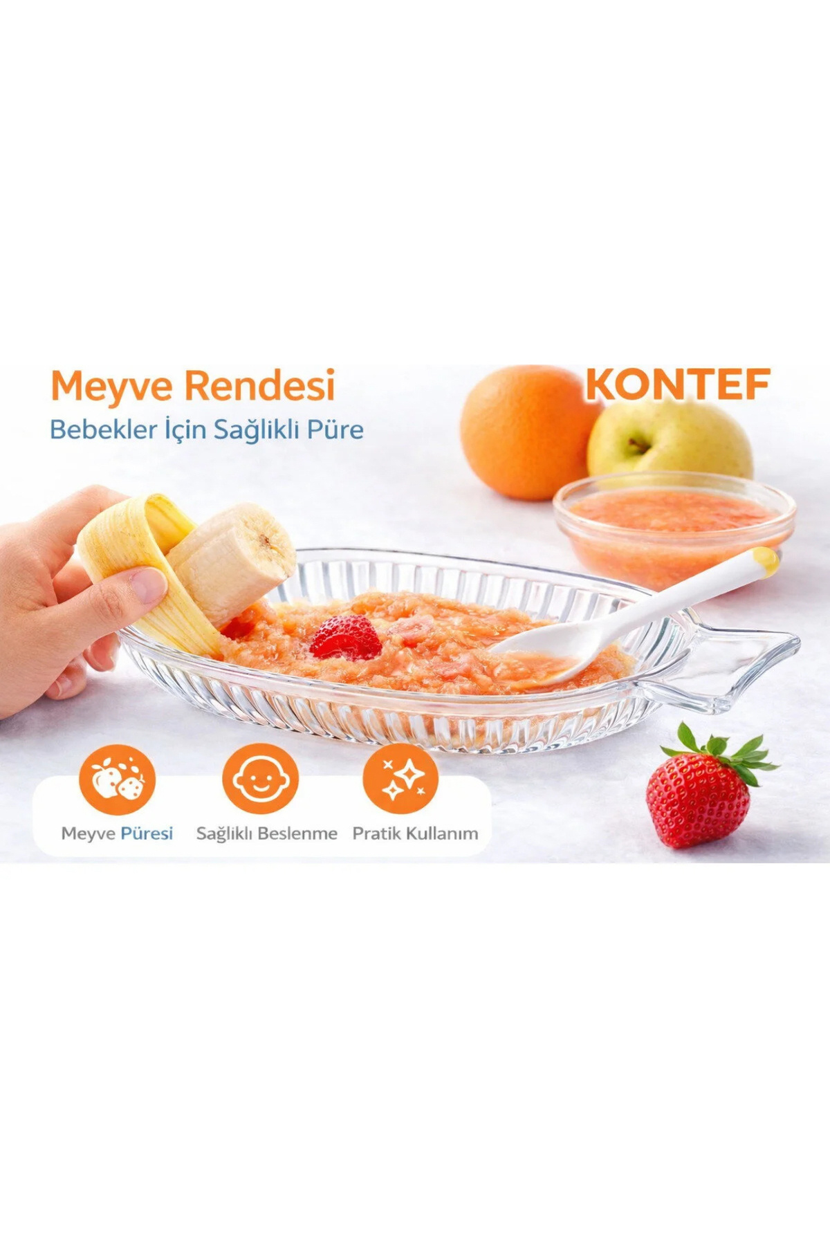 KONTEF 3Lü Set Bebekler İçin Ek Gıda Haşlama Aparatı Cam Rende Ve Gıda Termometresi fotoğrafı 3 (önizleme)