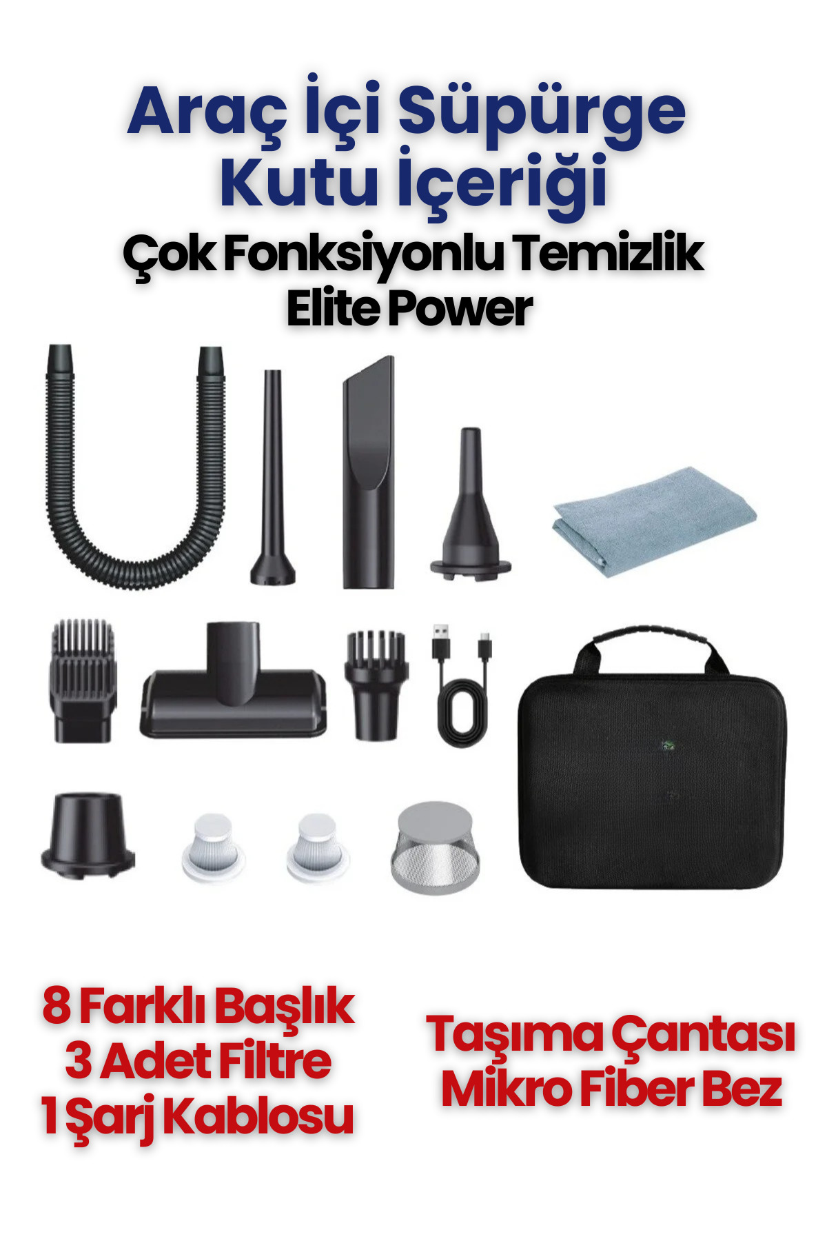post alley 20.000 Pa Şarjlı Uzatma Hortumlu Katlanabilir Limited
