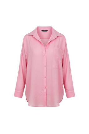 ECOTİQUE Kadın Keten Gömlek %100 Pamuk Basic Oversize Keten Cepli Uzun Kollu ...