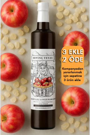 Organik Teyze Sevinç Teyze Sandaloz Sakızlı Elma Sirkesi 500ml ( Natural Ferm...