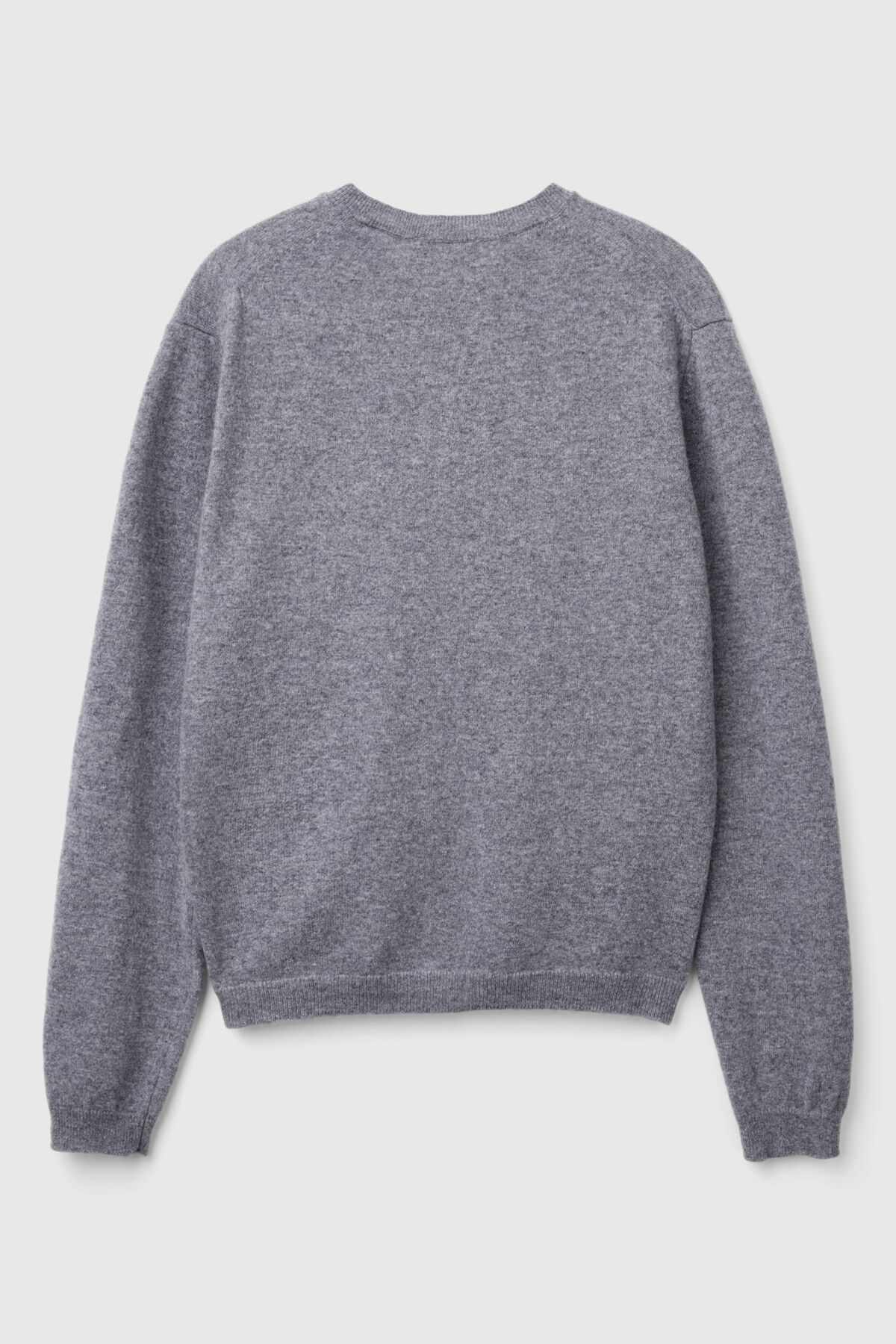 United Colors of Benetton  Kadın Antrasit Melanj %100 Merino Bisiklet Yaka İnci Düğmeli Hırka - Görsel 5