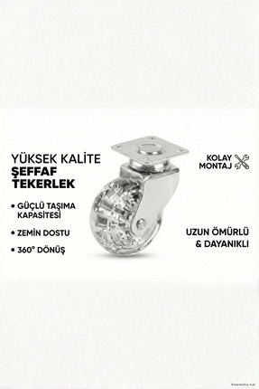 Hts Şeffaf Makaralı Tablalı Mobilya Tekeri