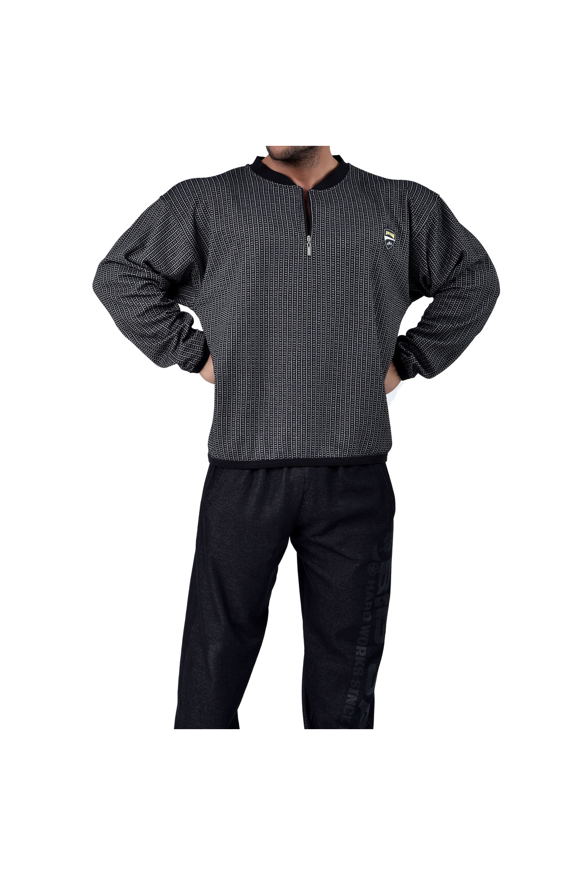 Big Sam Erkek Gri Rahat Kesim Büyük Beden Sweatshirt görsel 7