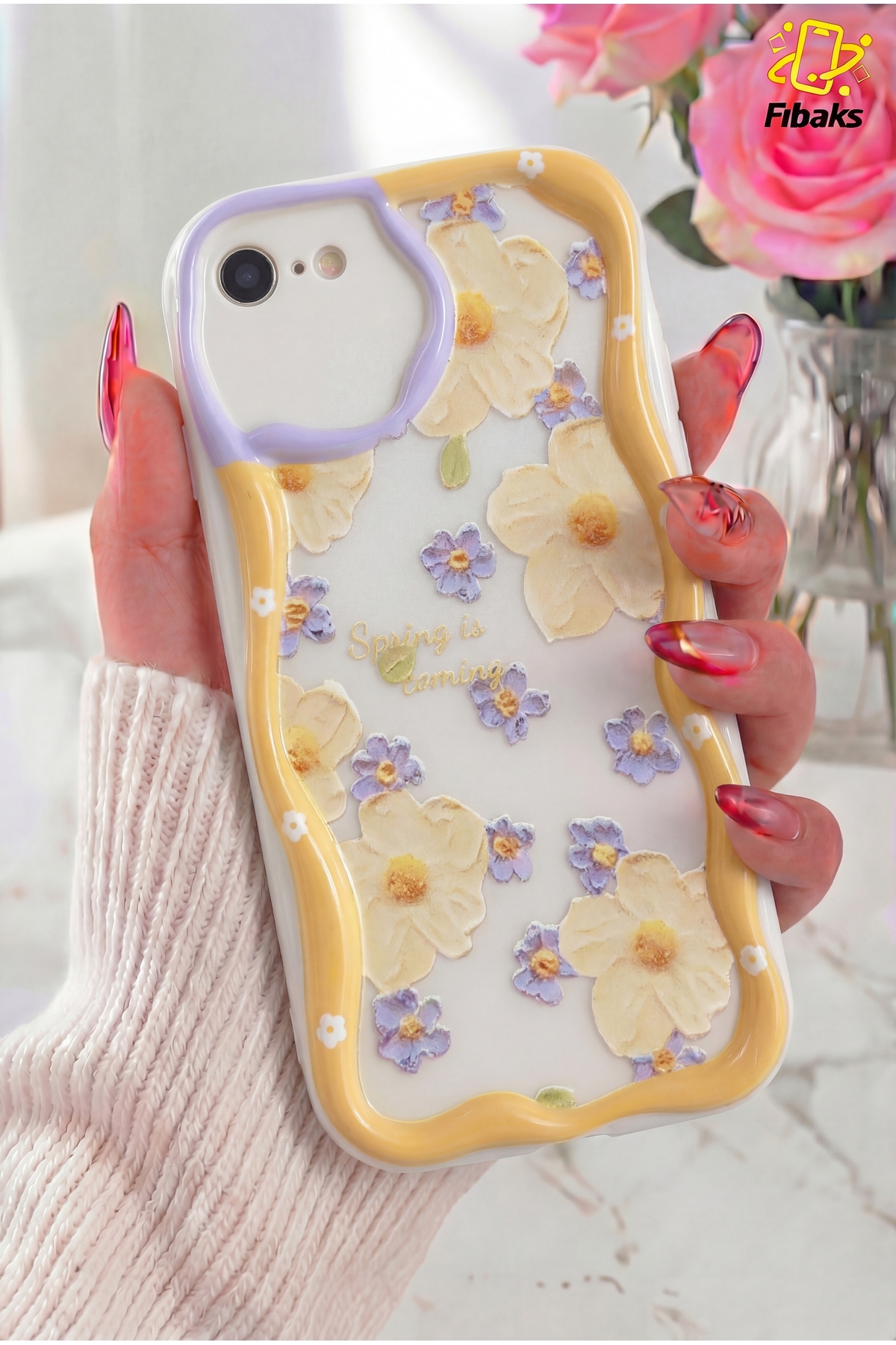 patterned Camera Shielded Daisy Flower Color Silicone Cover with iPhone 7/8/SE Case Design