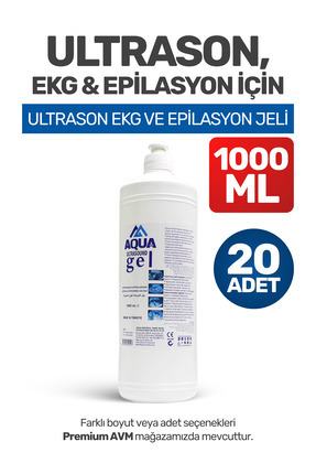 aquamed (20 ADET) Aqua Ultrason EKG ve Epilasyon Jeli 1000 ml – Cilt Dostu, K...