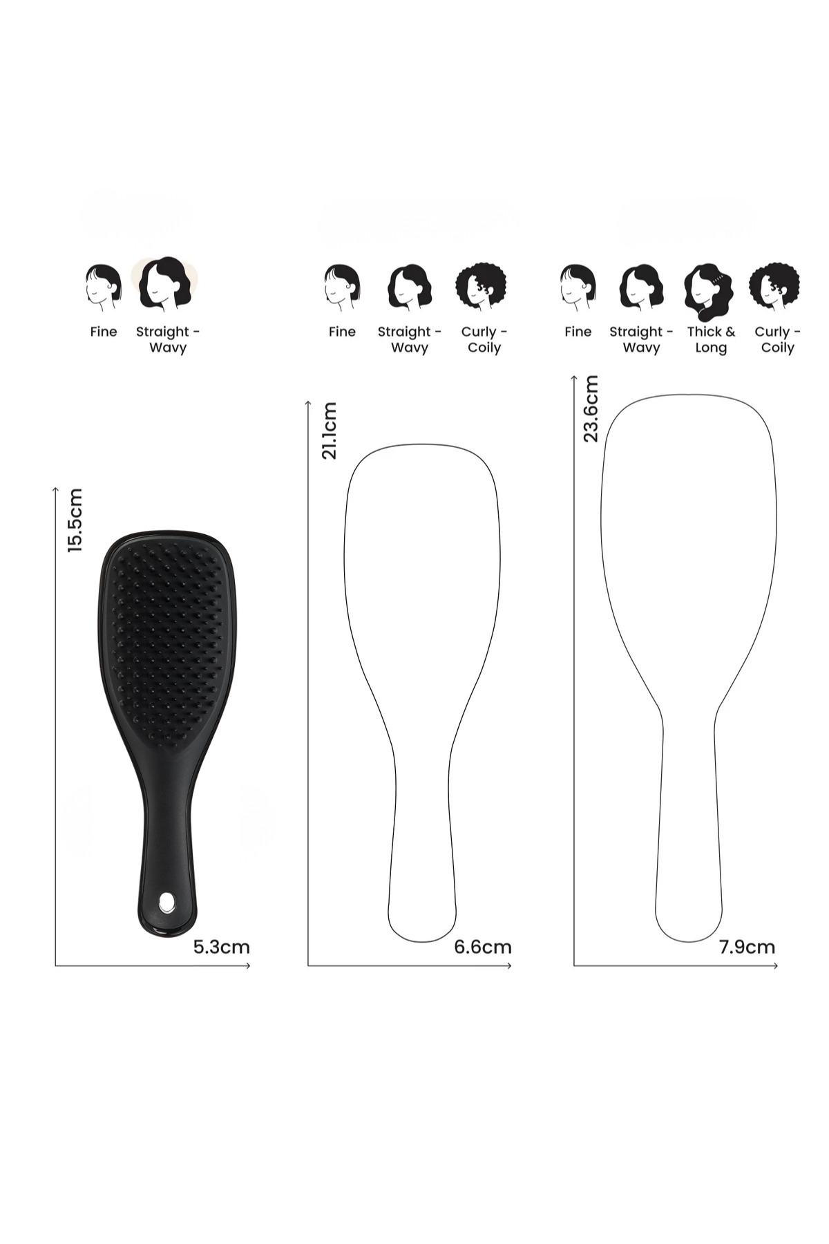 The Ultimate Detangler Black Eletriklenme Önleyici Mini Boy Tarak (Düz ve Kıvırcık Saçlar) — مشکی TT/WET/MINI/LIQBLACK — تصویر 7 از 7
