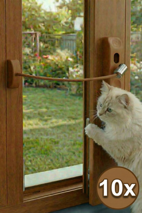 Viselia Açık Kahve Pencere Kilidi 10 Adet Halatlı Çocuk Güvenlik Emniyet Hırs...