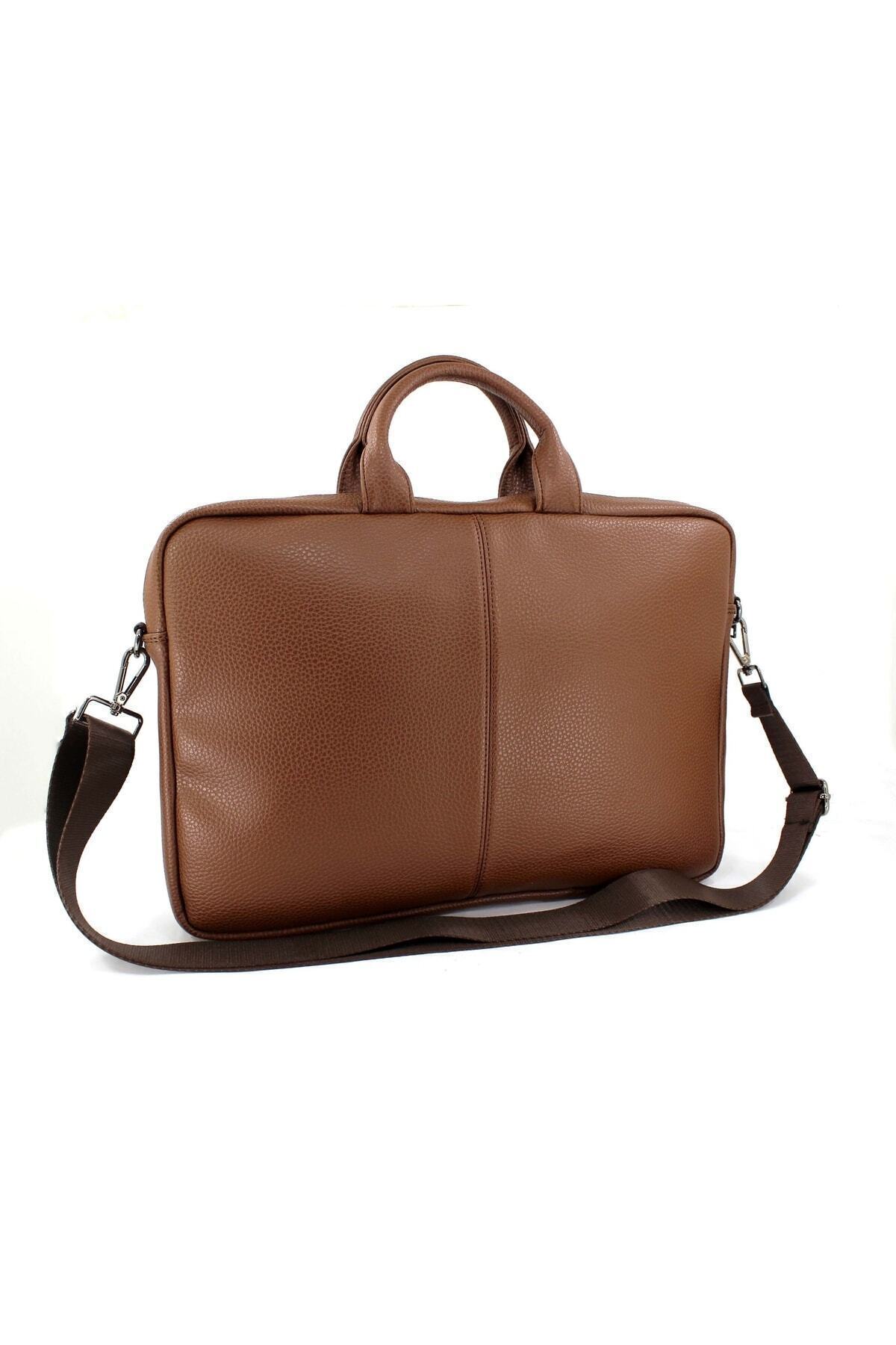 deri,se club  Taba Renk Unisex Omuz Askılı Dosya Tablet 15,6 Inç Laptop Ve Evrak Çantası - Görsel 3