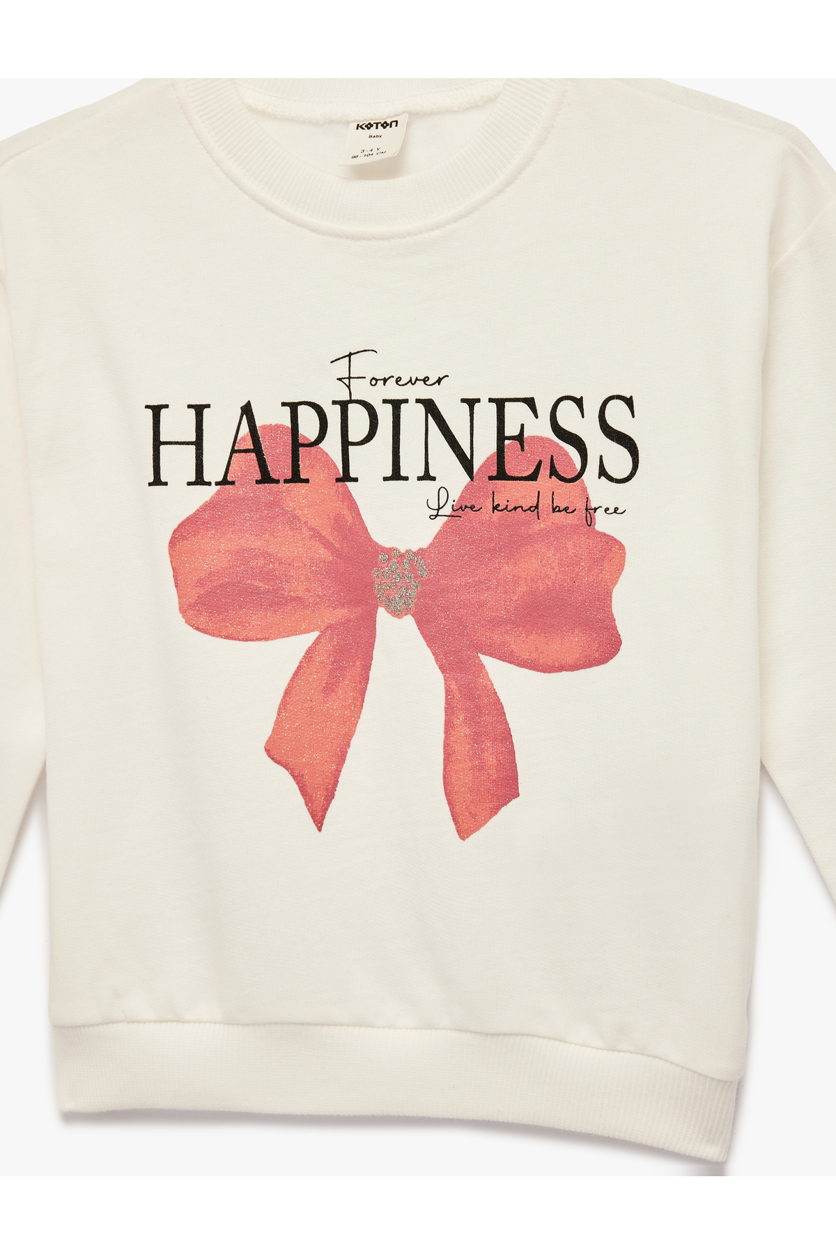 Koton Pamuklu Uzun Kollu Bisiklet Yaka Fiyonk Baskılı Sweatshirt fotoğrafı 4 (önizleme)