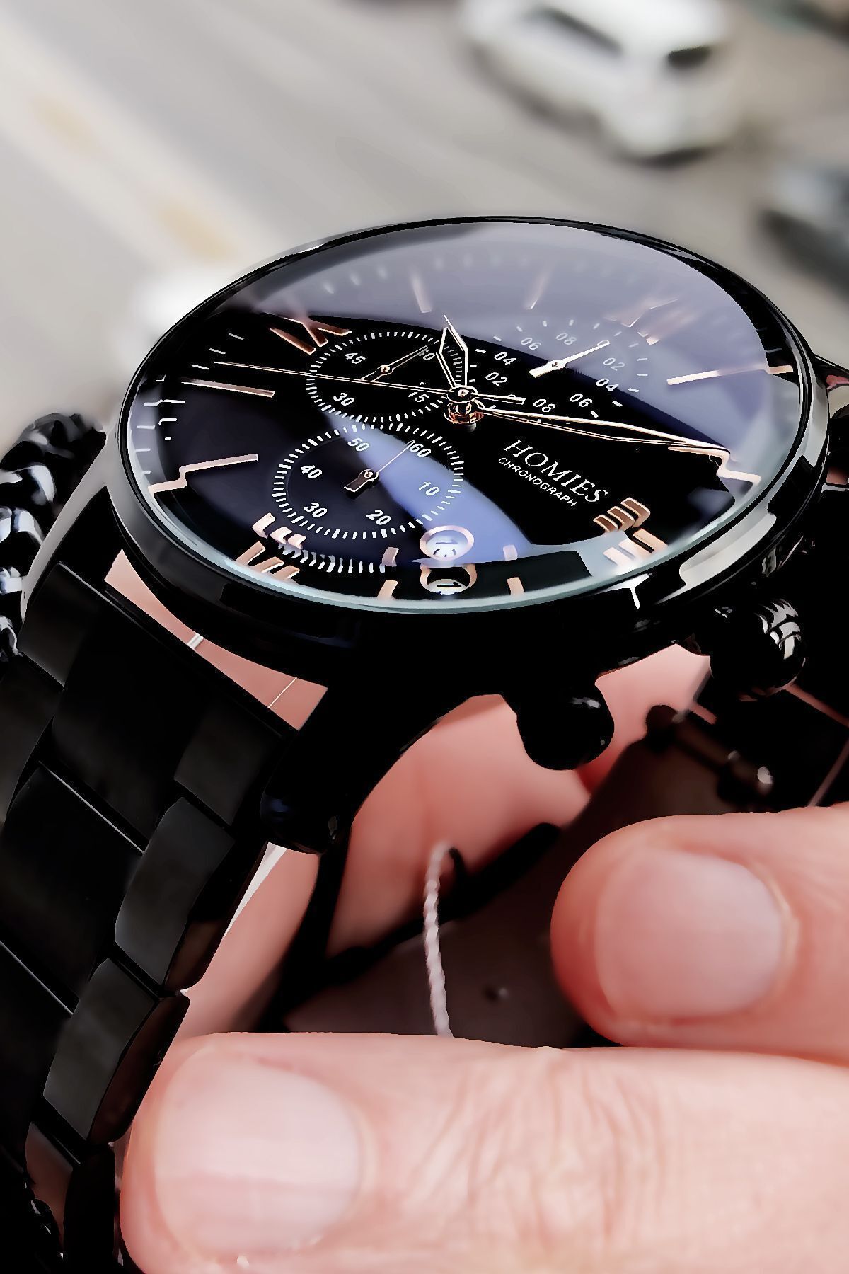 Homies  Erkek Kol Saati 3 Atm Su Geçirmez Siyah Renk Çelik Kordon Hme2045c3 - Görsel 5