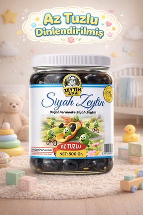 ZEYTİN ANA AZ TUZLU SİYAH ZEYTİN 500 GR, (AĞIR METAL ANALİZLİ)
