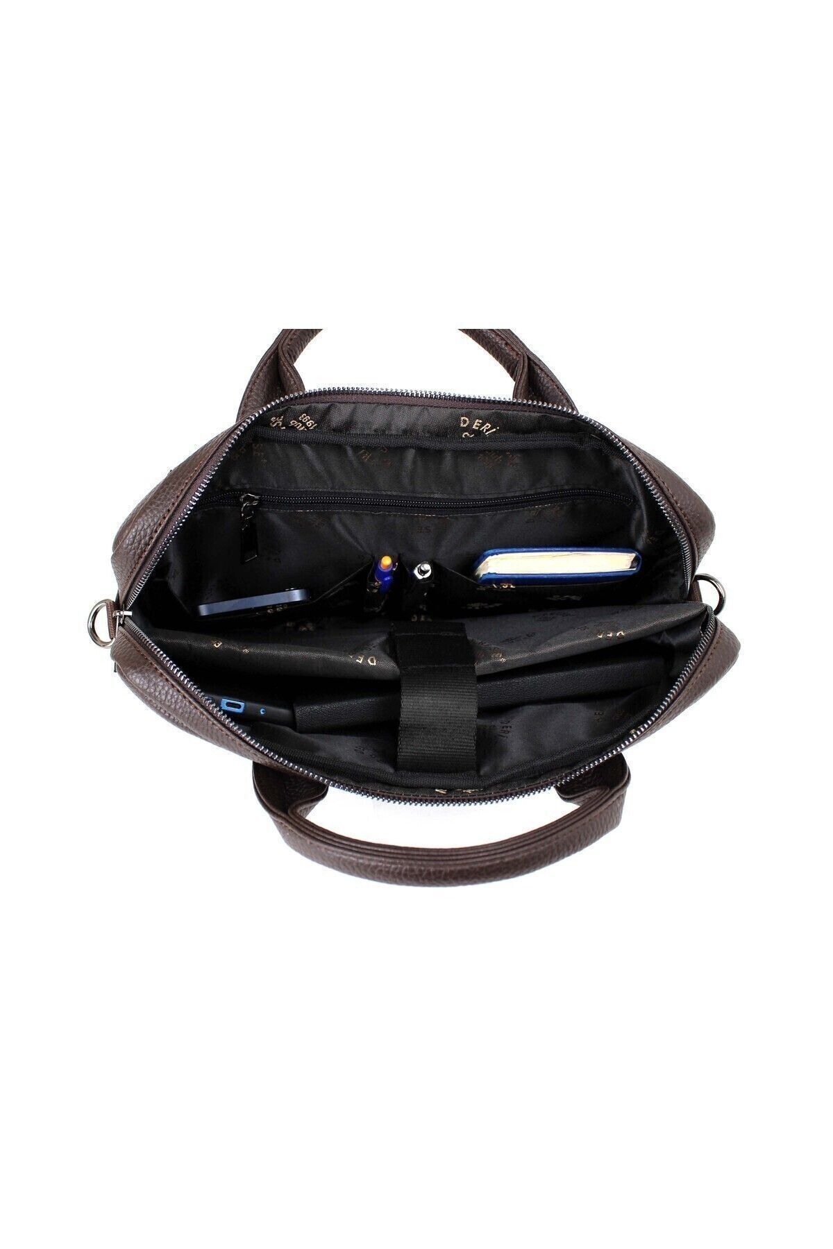 deri,se club  Unisex Kahverengi Dosya Tablet Notebook Çantası, 14 Inç Laptop Ve Evrak Çantası - Görsel 6