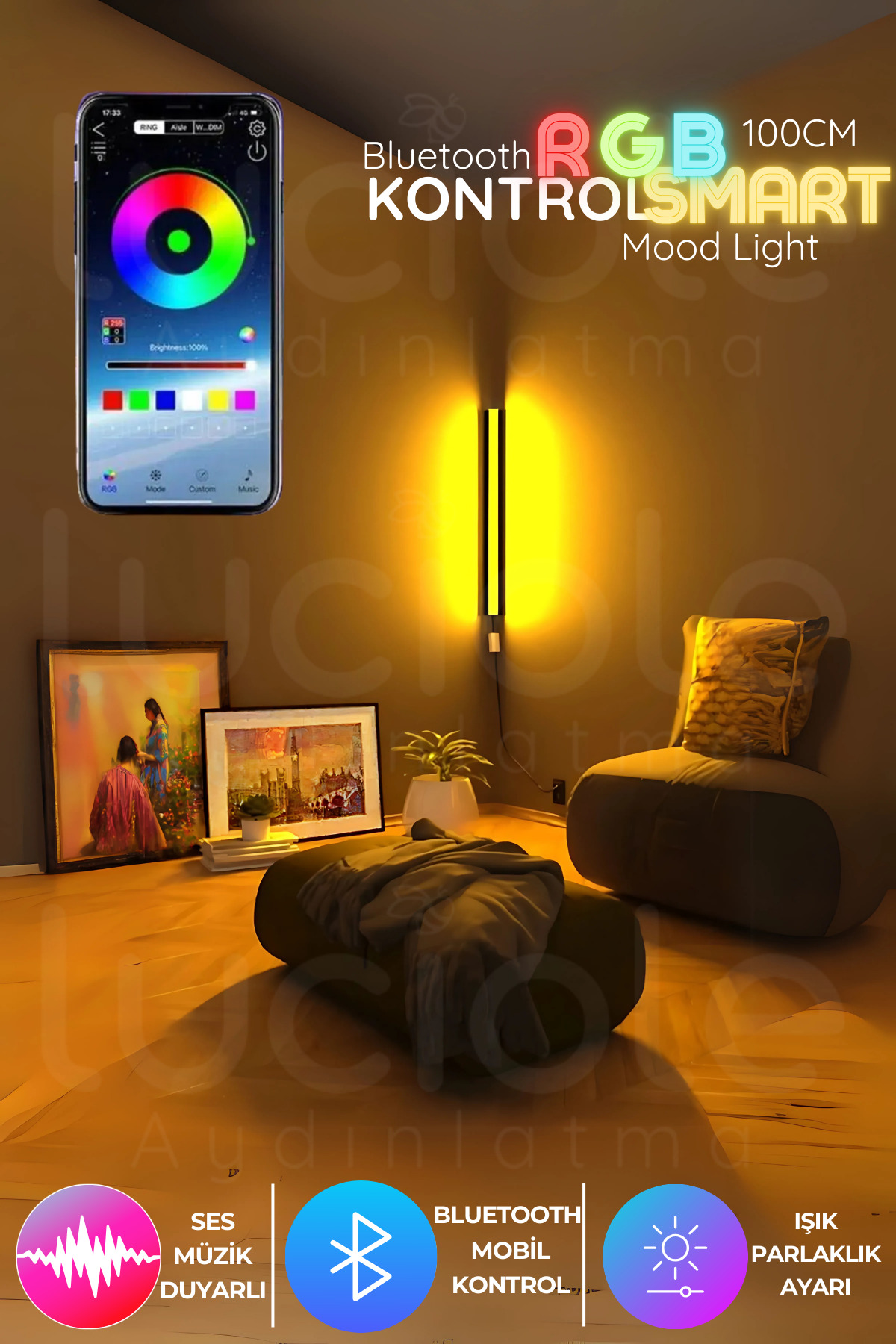 Smart RGB Bluetooth led Floor Lamp – Smart Lamp Lamp Lamp with 256 Colors Light Control