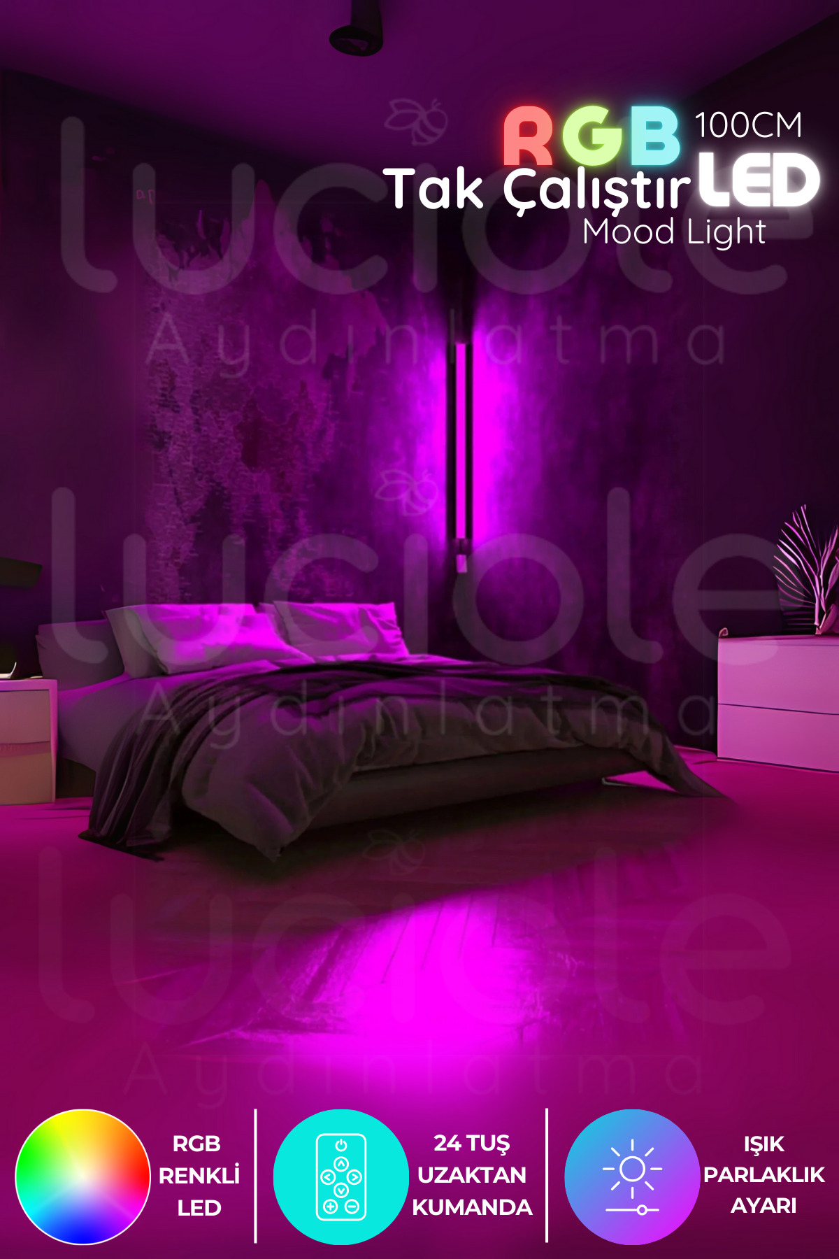 Remote Controlled Led Lamp - Bed Top, Tv Side ,Living Room - Rgb Multicolor Ledap13