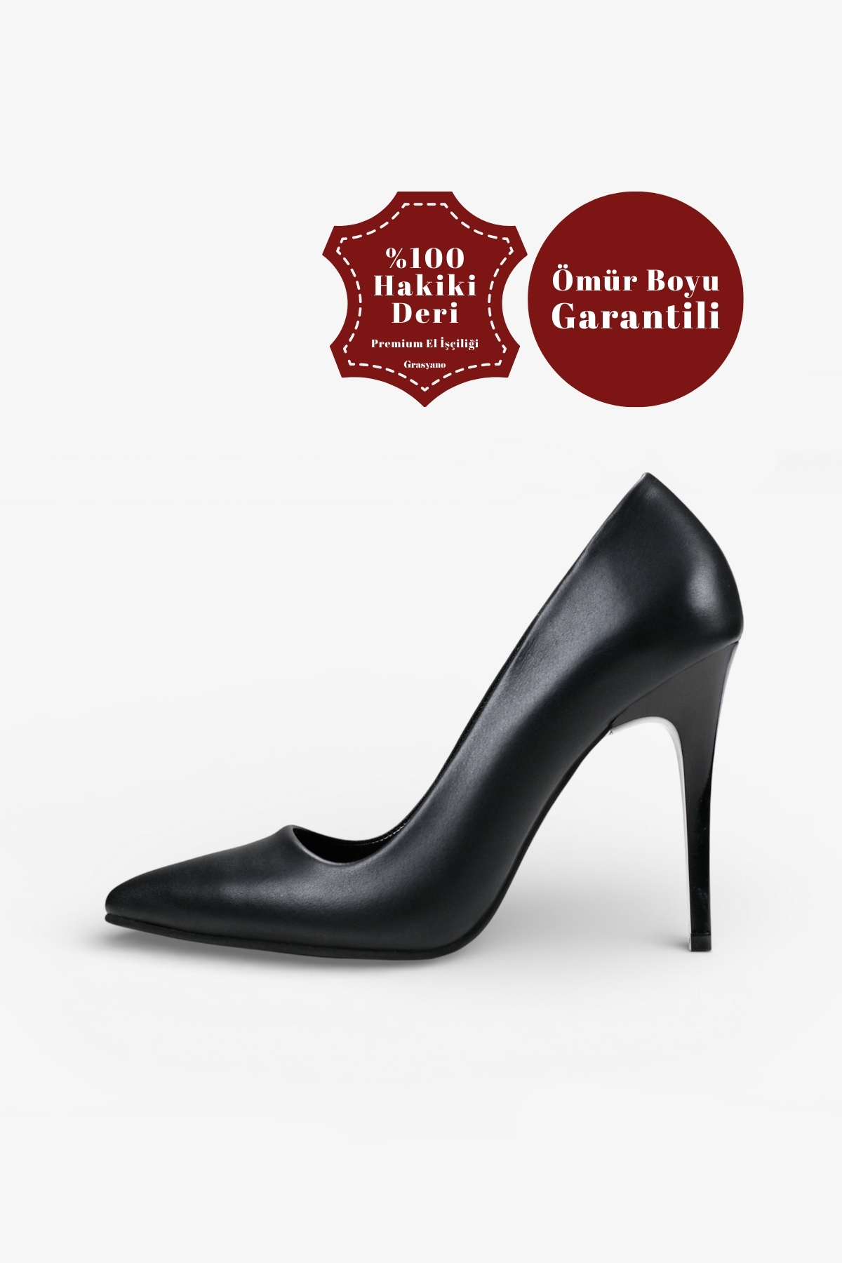 Genuine Leather Black Simple Stylish Comfort Premium Soft Leather 10.5cm Slim High Stiletto Shoes