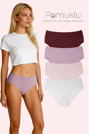 Dominant Pamuklu Kadın Yüksek Bel Slip Külot 4 Adet - Toparlayıcı Etkili