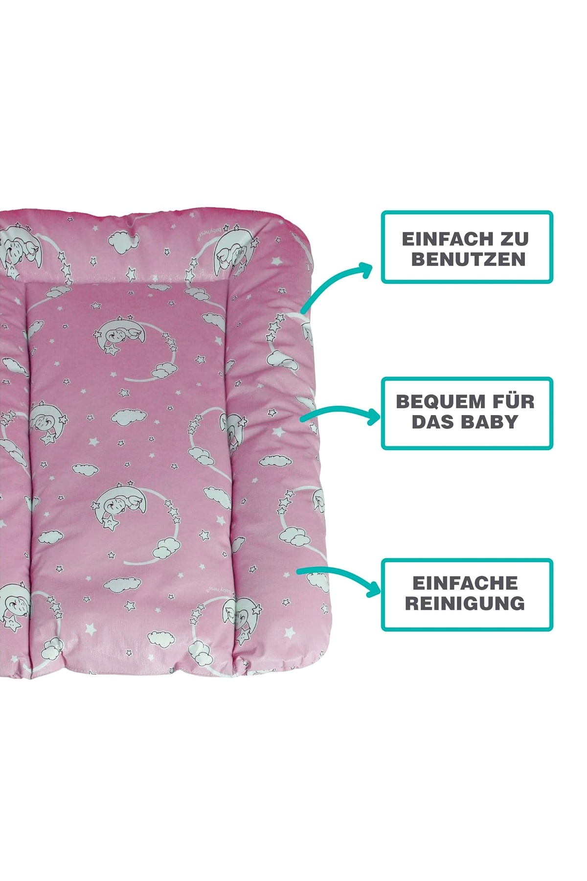 Hype Store baby'ness Elyaf Dolgulu Pvc Alt Değiştirme Minderi, Sıvı Geçirmez, Leke Tutmaz, Aydede Desenli, Pemb fotoğrafı 3 (önizleme)