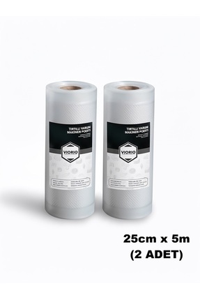 VI'ORIO 25cm X 5m (2 adet) Rulo Tırtıklı Vakum Makinesi Poşeti Vakum Poşeti