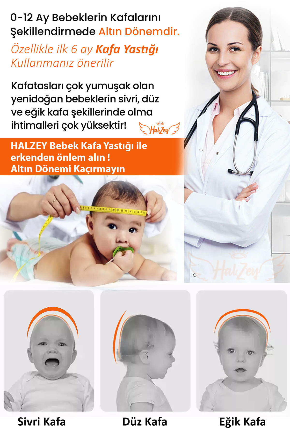 HALZEY Düz Kafa Yastığı & Bebek Yastığı %100 Pamuk, Antibakteriyel, Terletmez Bebek kafa yastığı fotoğrafı 4 (önizleme)