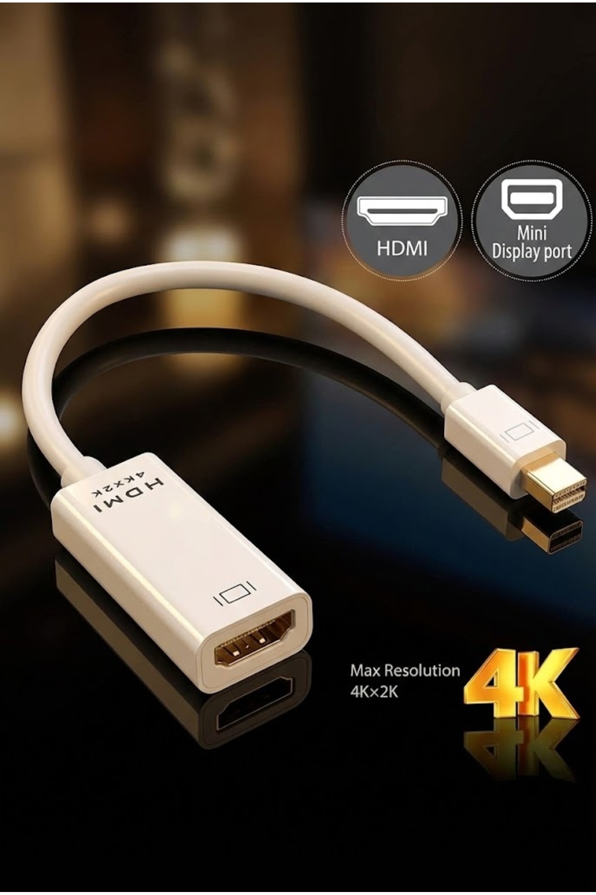 4K Destekli Mini DisplayPort To Hdmi Çevirici Dönüştürücü Adaptör Thunderbolt Port Converter Kablo