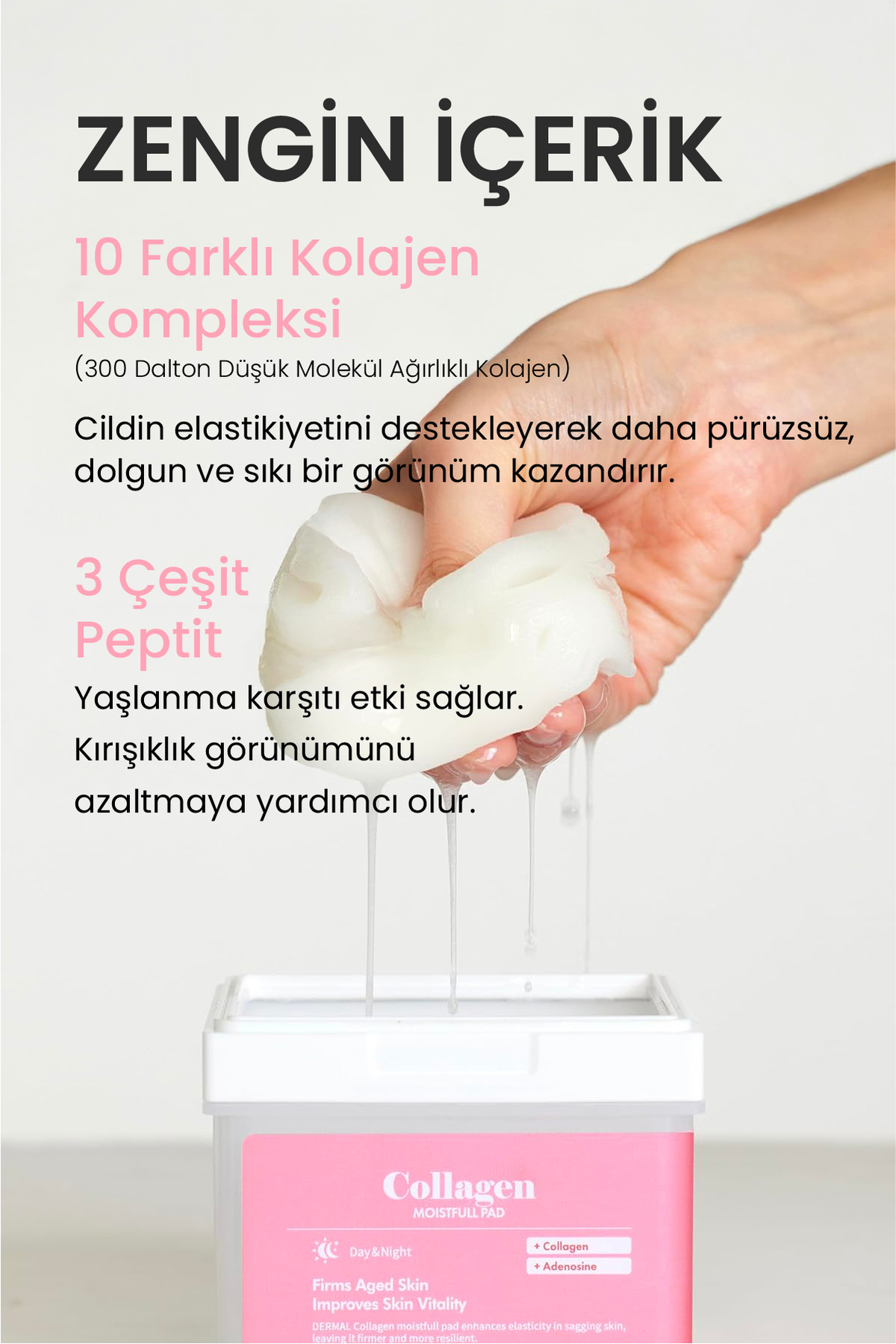 Collagen Moistfull Pad 120’li – Kolajen İçerikli Nemlendirici ve Cilt Sıkılaştırıcı Tonik Ped — DERMAL/PAD/006 — تصویر 5 از 9