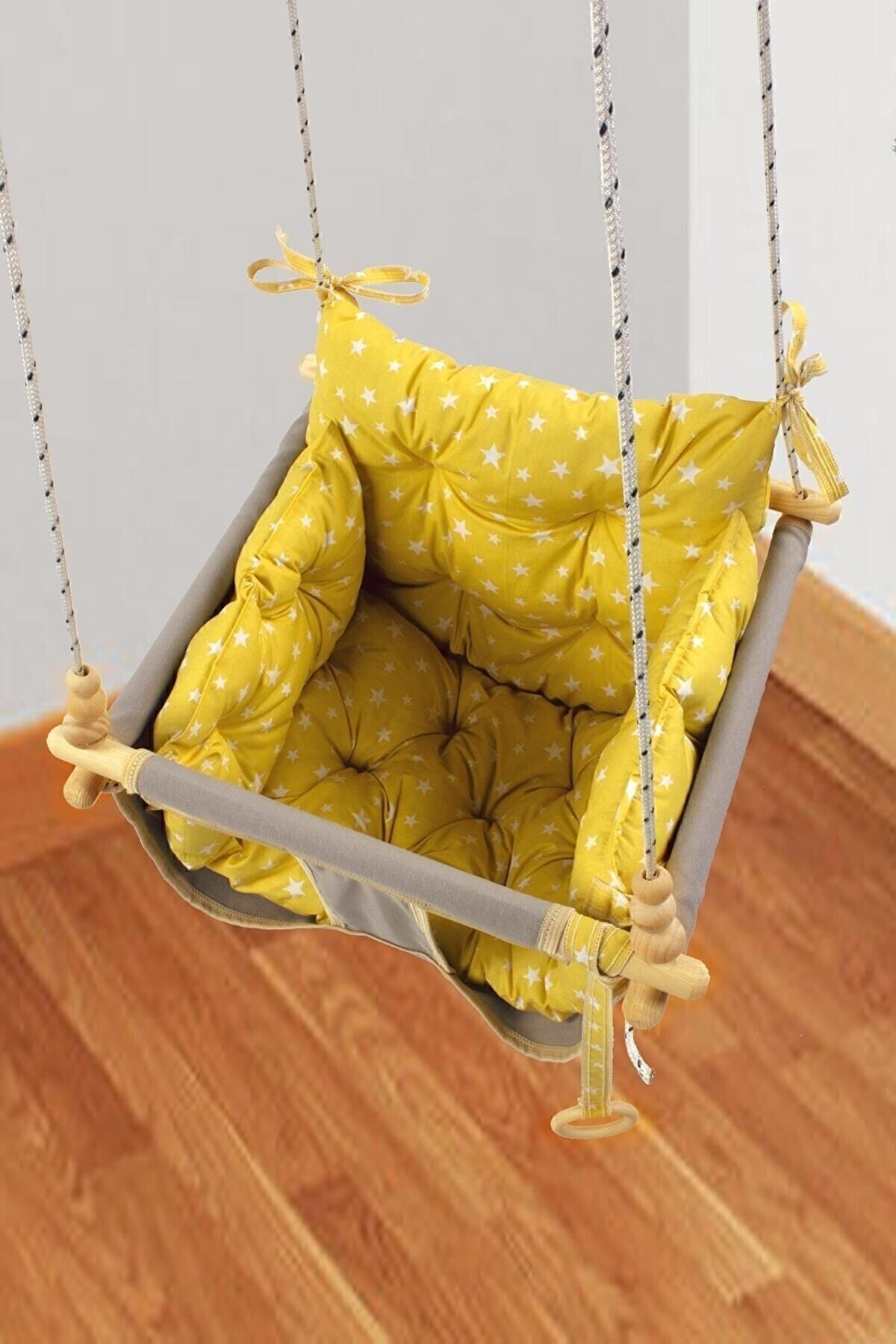 Bundeba Wag Swing Gri Ahşap Çocuk Salıncak Hamak Ev İçi Çocuk Salıncağı Portatif Tavan Bahçe Salıncakları fotoğrafı 4 (önizleme)