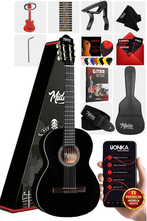 Midex Mgx-200bk Kaliteli Klasik Gitar 4/4 Yetişkin Boy Full Set