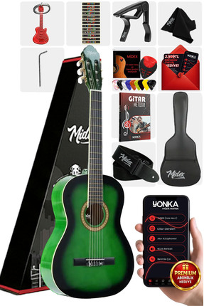 Midex MGX-200GR Kaliteli Klasik Gitar 4/4 Yetişkin Boy Full Set