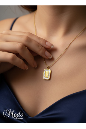medoekonsept İşleme Model Altın Kaplama Çelik Kadın Kolyesi Şık Tasarım Son 4...