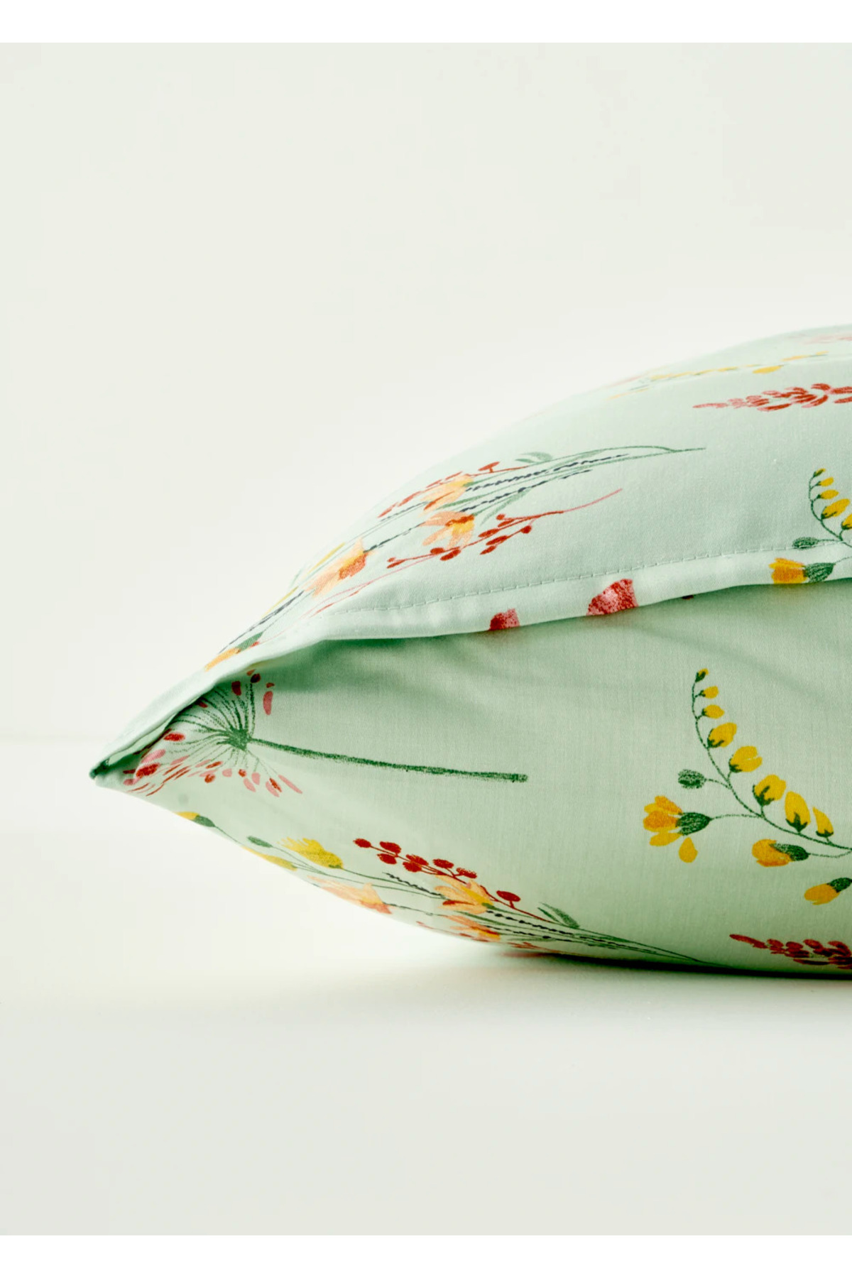 Bella Maison %100 Pamuk Saten Flores Çift Kişilik Nevresim Seti Açık Yeşil (200x220 cm) fotoğrafı 4 (önizleme)