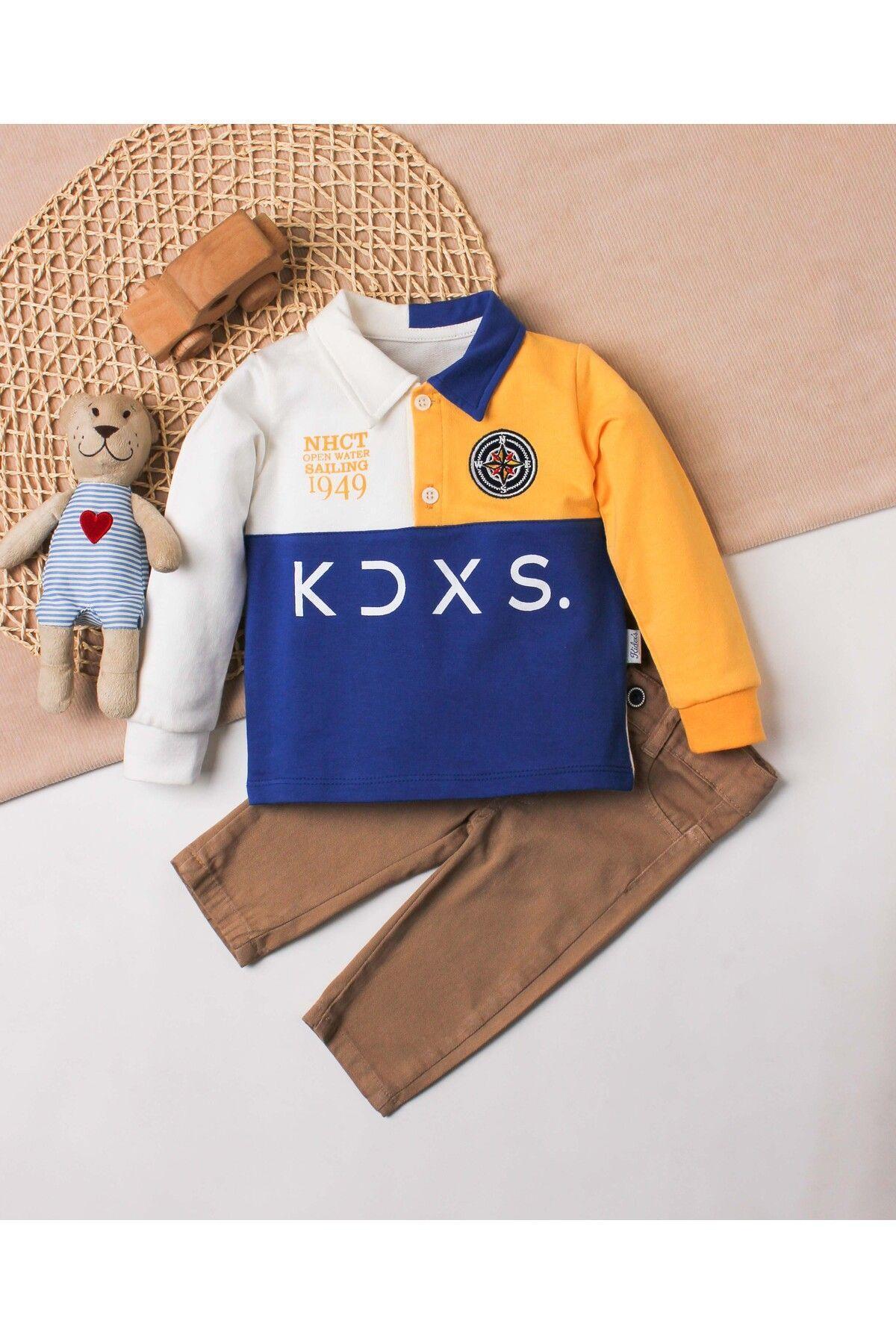 Kidex’s Baby Erkek Bebek Pamuklu Polo Takım Pantolon Üst İkili Takım Düğün Doğum Günü Nişan Nikah Bayram fotoğrafı 5 (önizleme)