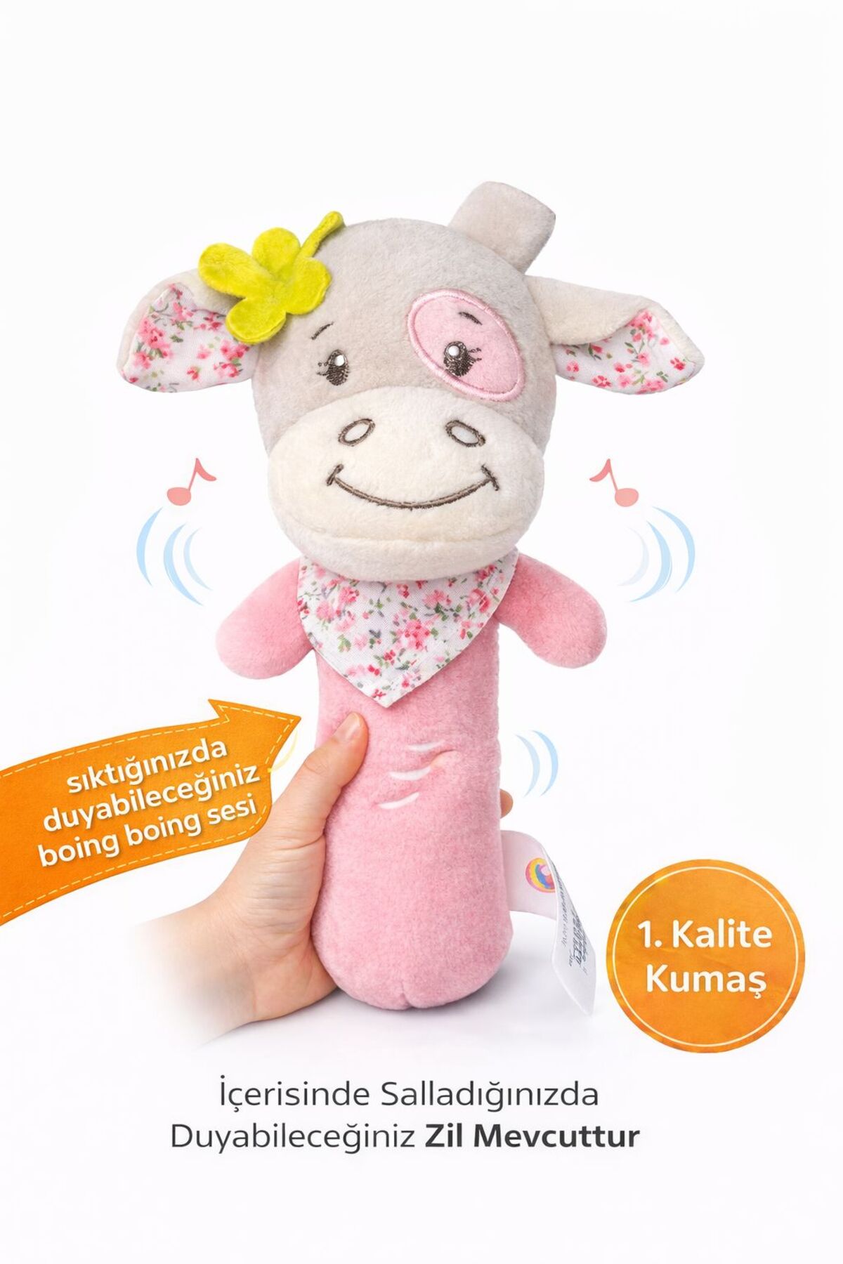 Sozzy Toys Çıngıraklı Fularlıı Sıksık Inek Pembe Szy224 fotoğrafı 2 (önizleme)