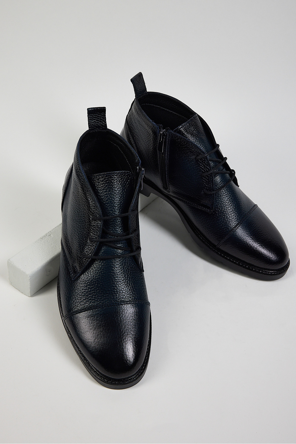 Tonny Black  Erkek Lacivert Rahat Kalıp Önü Bağcıklı Hakiki Deri Erkek Bot - Görsel 3