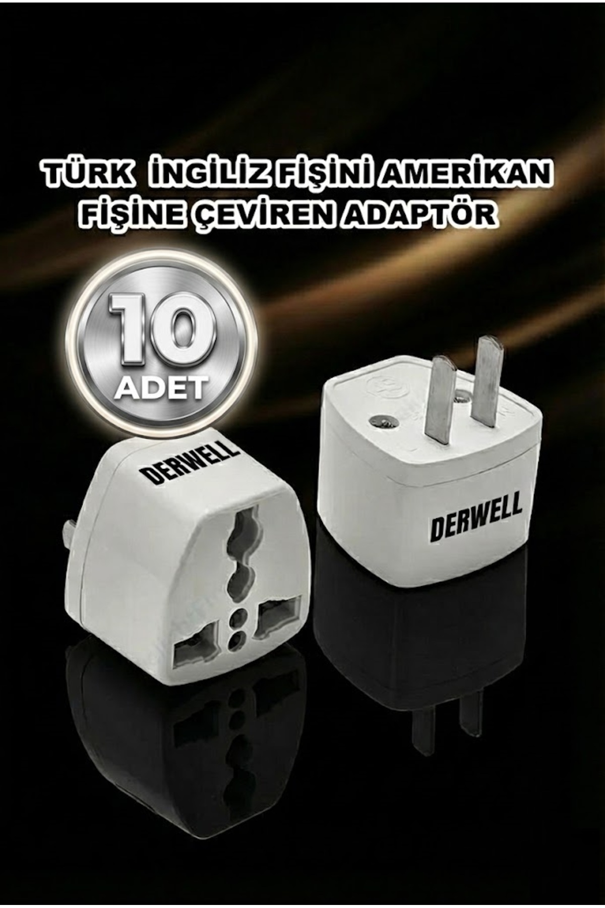 10 Adet Türk İngiliz Fişini Amerikan Fişine Çeviren Adaptör Piriz Abd İngiltere Güç Adaptörü 10 Tane