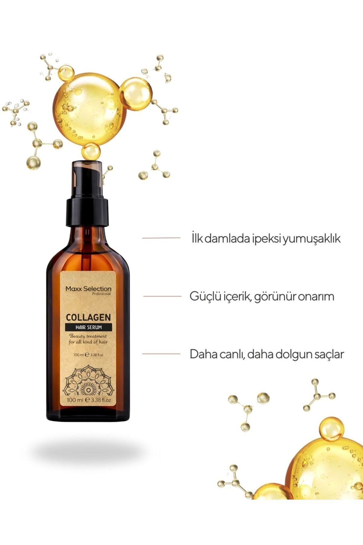 Kolajen Bakım Serumu Saç Uzatıcı Besleyici Onarıcı Dolgunlaştırıcı Collagen Saç Serum ve Yağı 100 ml — AR32 — تصویر 2 از 6