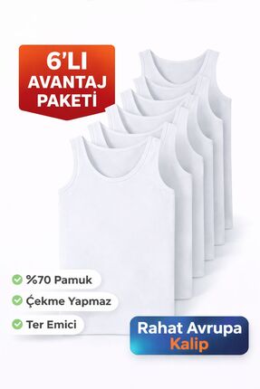 Gizem iç giyim ERKEK ATLET %70 PAMUK GENİŞ KALIP BASİC ATLET 6'LI PAKET