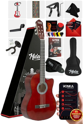 Midex Cg-390br-xbag Klasik Gitar 4/4 Sap Ayarlı Kesik Kasa (ÇANTA ASKI CAPO M...