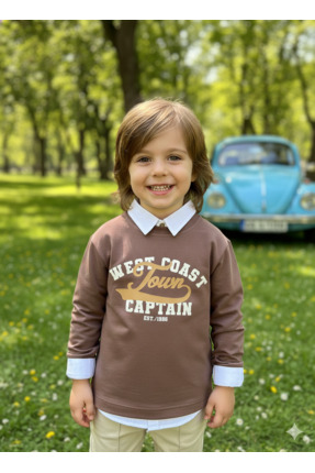 tinytrends Erkek Bebek&Çocuk West Coast Tour 3'lü Takım Sweatshirt Gömlek Pan...