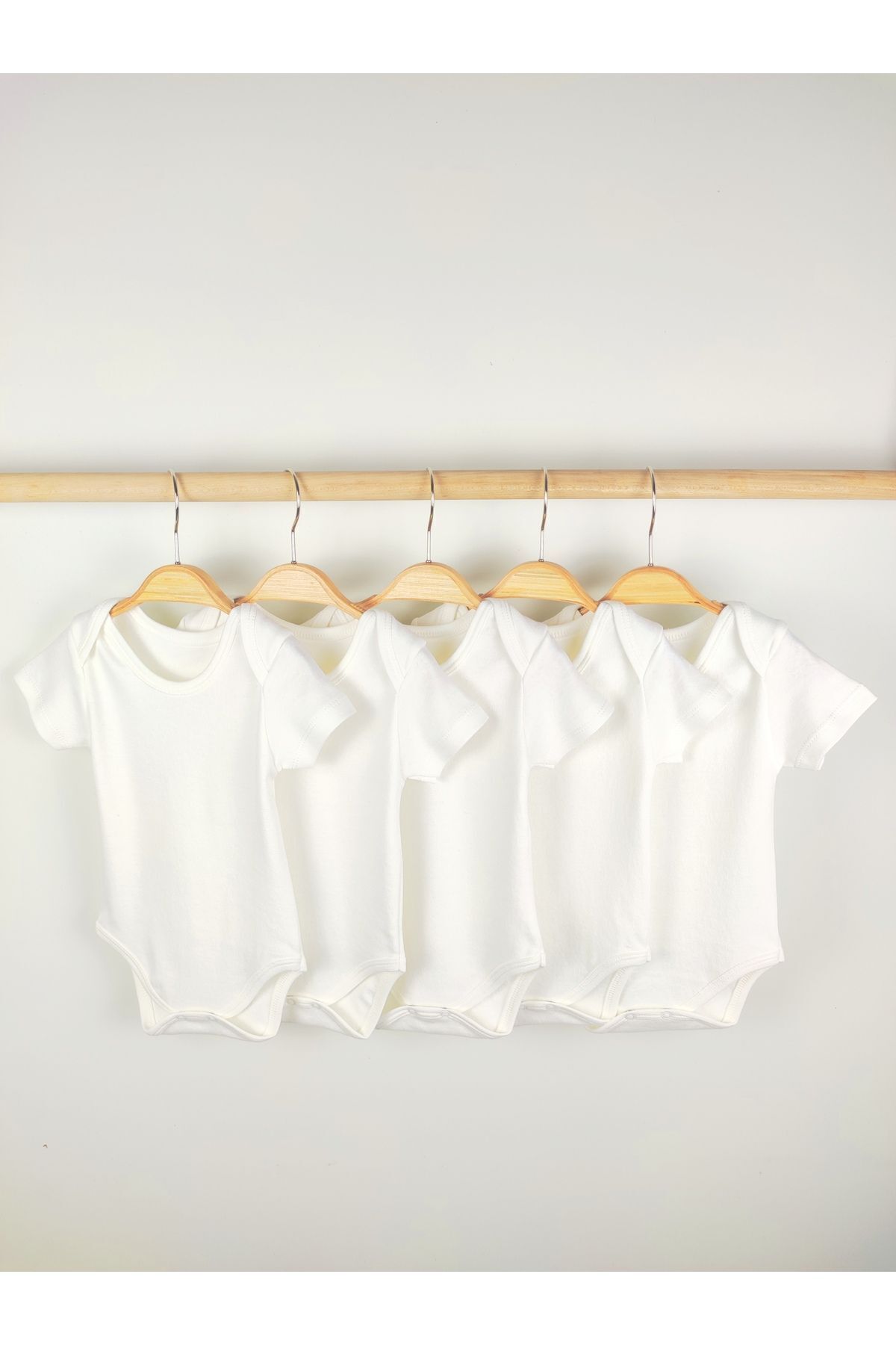 OMY 5'li Kısa Kollu 0-5 Yaş %100 Pamuk Bebek&çocuk Body Bisiklet Yaka Basic Unisex Body&zıbın fotoğrafı 4 (önizleme)