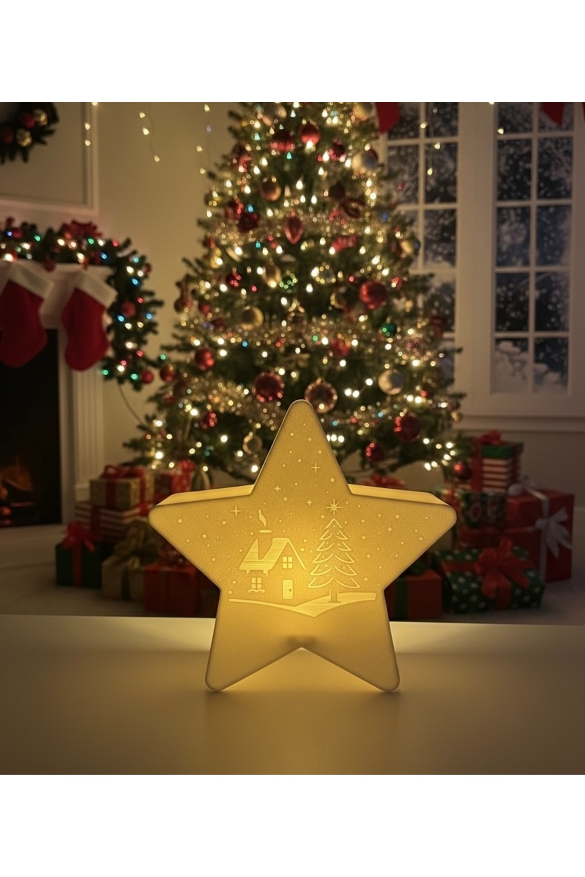 Led Decorative Snowflake Star (Candle Included). Christmas Ornament. Decorative Object.