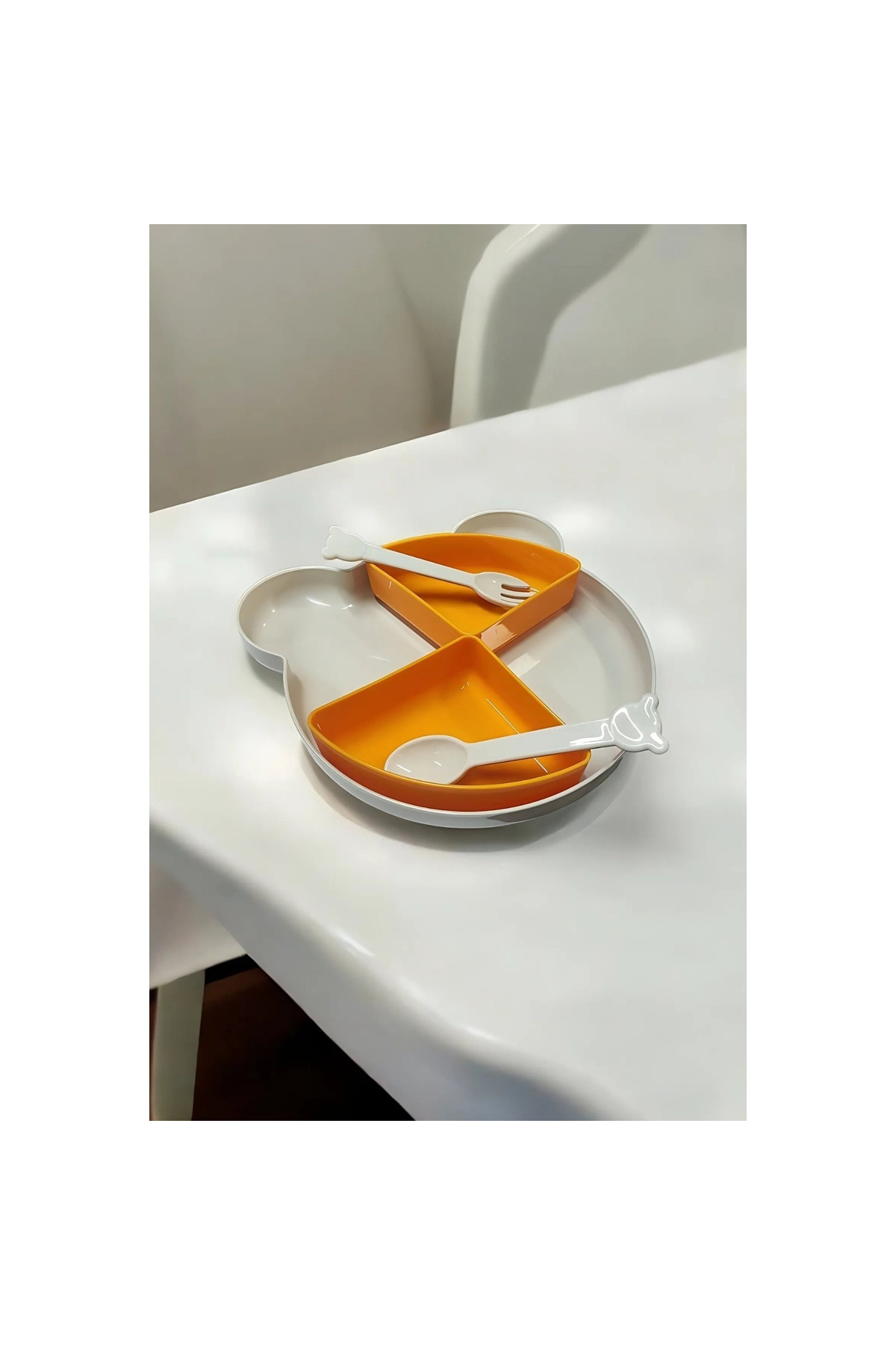 Hesaplı Kasa Yogi Mama Tabağı 4 Bölmeli ve Kaşıklı Mama Tabağı Seti fotoğrafı 4 (önizleme)