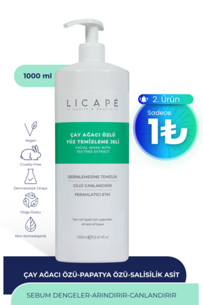 Licape Çay Ağacı Özlü Yüz Temizleme Jeli 1000ml