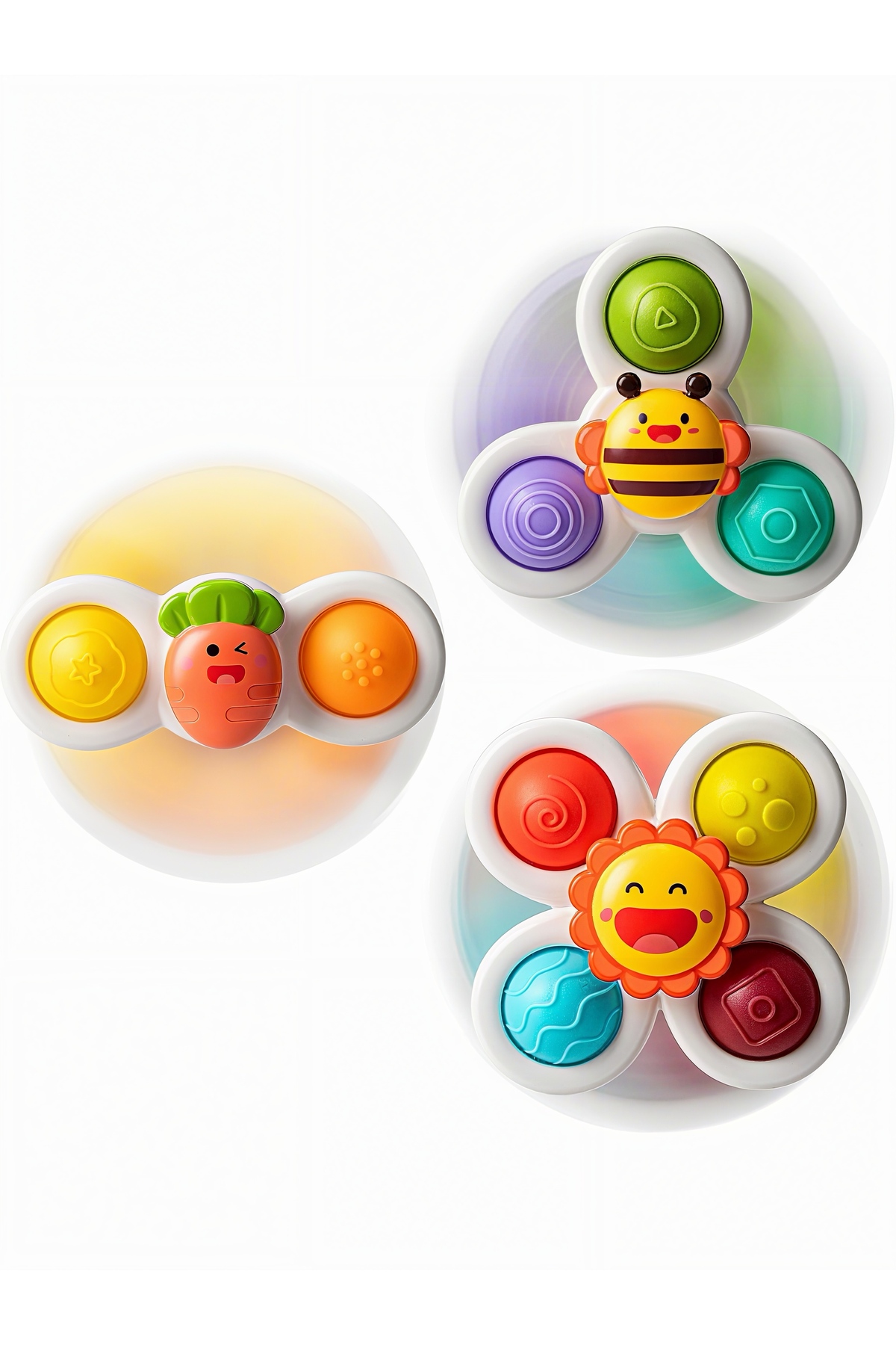 Circle Toys Vantuzlu Duyu Geliştirici Spinner Oyuncak 3’lü Set – Dönen Bebek Oyuncağı (12 Ay+)