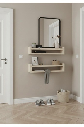 Wonderwoods Çok Amaçlı 2'li Doğal Ahşap Masif Dekoratif Raf