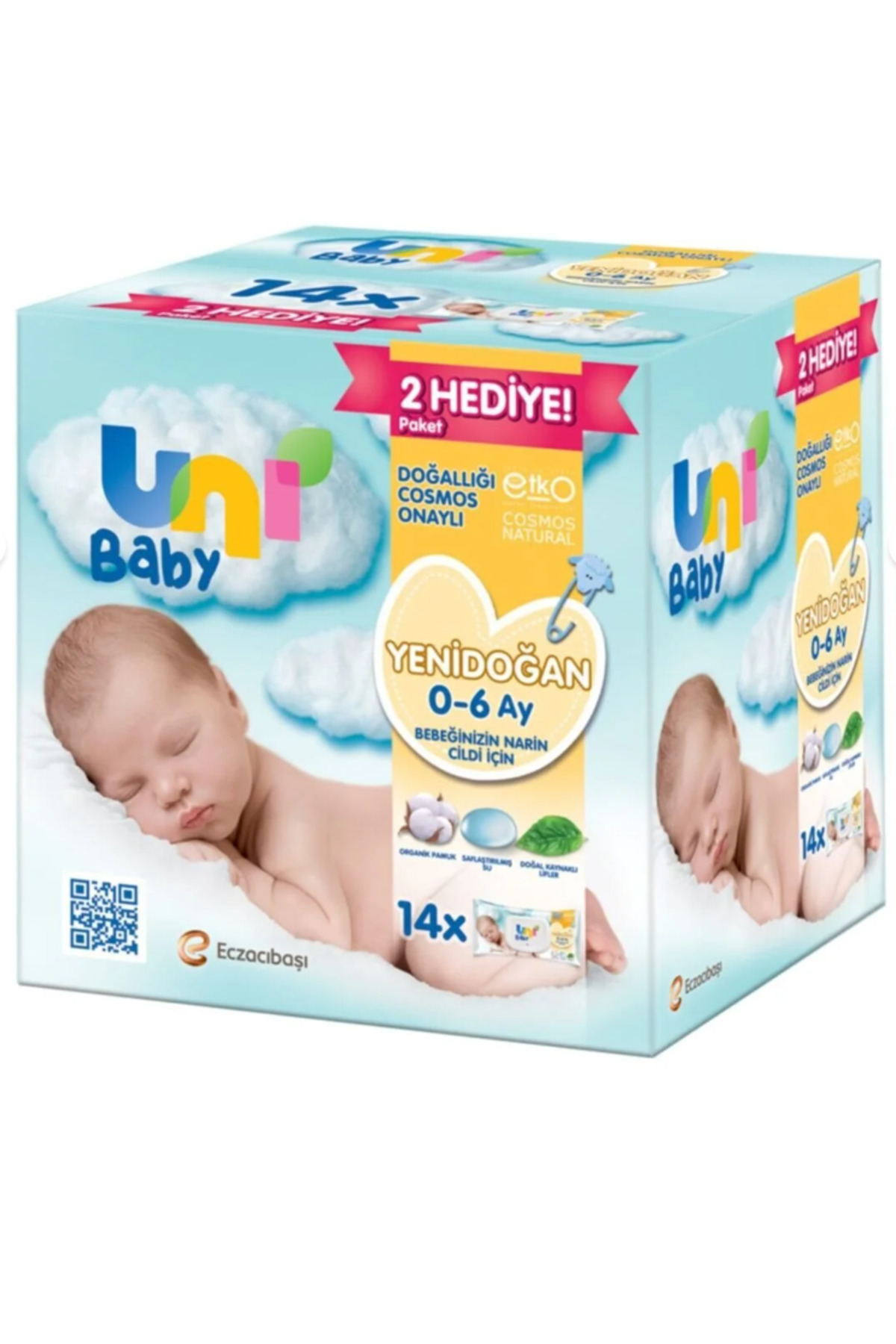 Uni Baby Yenidoğan Islak Pamuk Mendil 14x40 (720 YAPRAK) fotoğrafı 2 (önizleme)