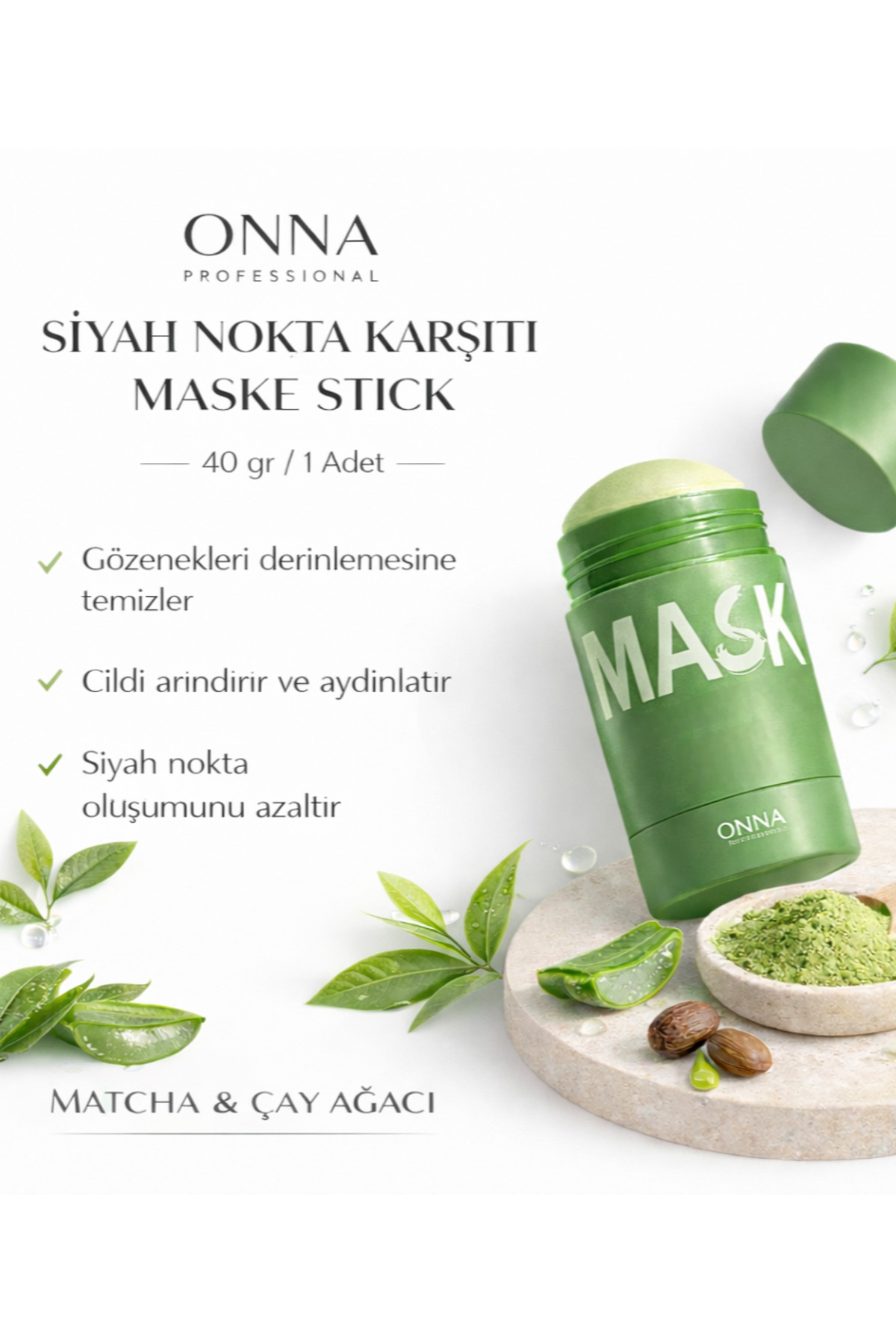 Beyazlatıcı Etkili Yeşil Çay Özlü Siyah Nokta Ve Maskesi Green Tea Mask Stick — sibelonyeşilcaymask — تصویر 2 از 3