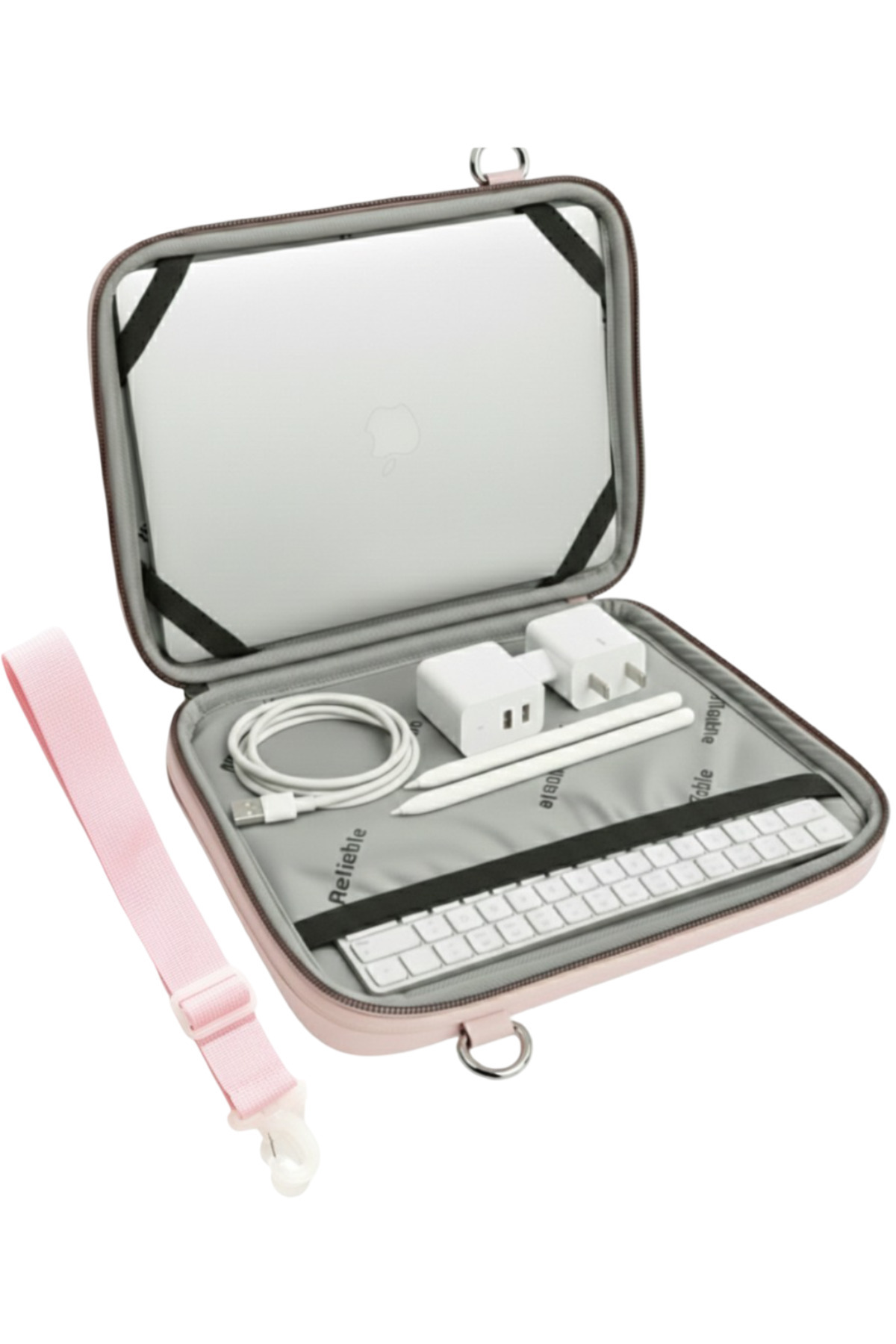 NS reliable  TAM AÇILABİLİR Pembe Suni Deri Laptop Kılıfı ve MacBook Çantası 11 /13.6/15.6 inç M2/M3 Uyumlu Kılıf - Görsel 3
