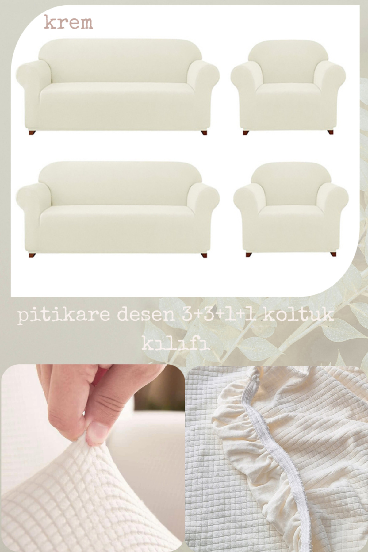 UY Style Lycral Sofa, Sofa, Sofa Cover with Elastic, Pitikare Pattern 3+3+1+1 set